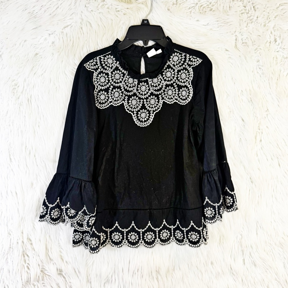 Gap embroidered bell sleeve cotton blouse - Picture 4 of 7